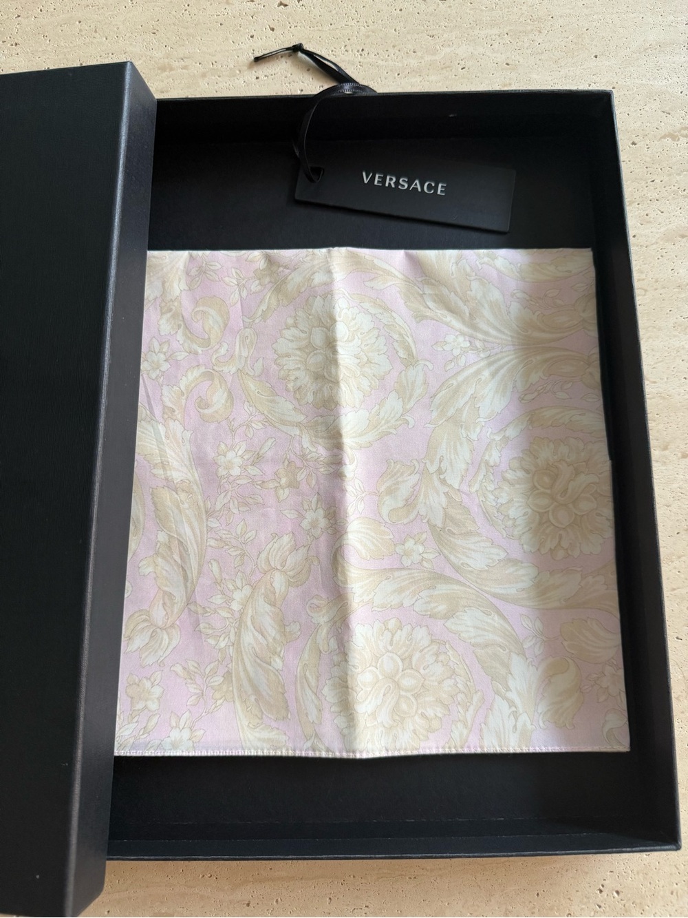 NWT Versace Barocco Print Cotton Pink Square Scarf Foulard Bandana Made in Italy - Picture 16 of 16